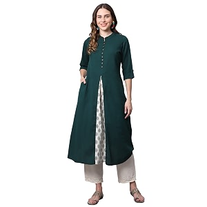 Pistaas Womens Cotton Regular Fit Casual Kurta