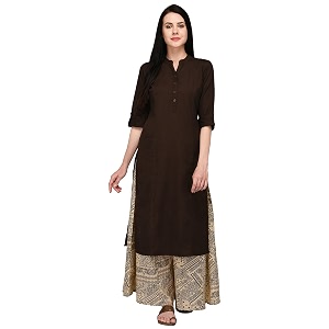 Pistaas Womens Regular Fit Cotton Solid Kurta