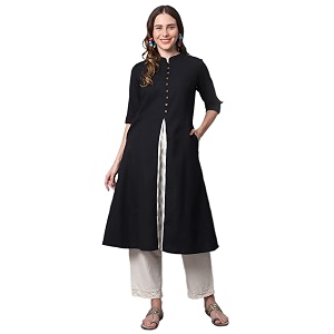 Pistaas Womens Cotton Regular Fit Casual Kurta
