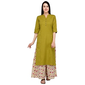Pistaas Womens Regular Fit Cotton Solid Kurta