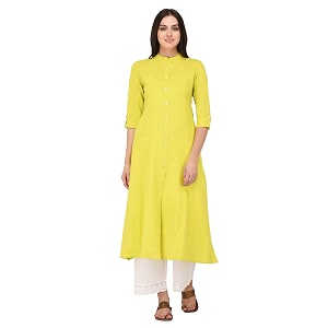 Pistaas Womens Cotton Regular Fit Casual Kurta