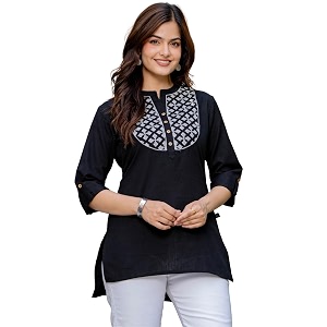 Pistaas Womens Cotton Relaxed Fit Short Kurti