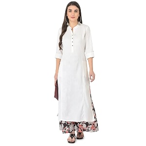 Pistaas Womens Regular Fit Cotton Solid Kurta