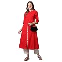 Pistaa39s Women39s Cotton Regular Fit Casual Kurta