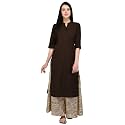 Pistaa39s Women39s Regular Fit Cotton Solid Kurta