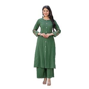 Pistaas Women Cotton Elegant Off-White Floral Embroidered