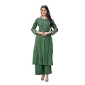 Pistaa39s Women Cotton Elegant Off-White Floral Embroidered