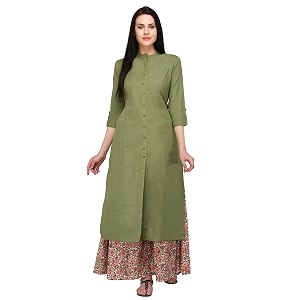 Pistaas Women Cotton Flex Kurta with Palazzo