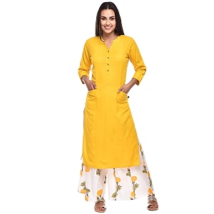 Pistaas Women Cotton Flex Regular Kurta With