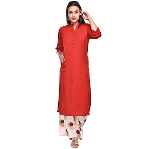 Pistaas Women Cotton Flex Regular Kurta With