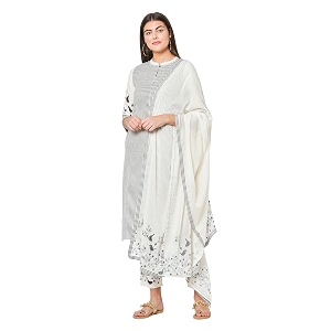 Pistaas women Cotton Striped Straight salwar Suit
