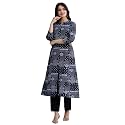 Pistaa39s Women Printed Mandarin A-Line Cotton Kurta