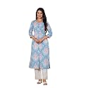 Pistaa39s Womens Floral Print A-Line Kurta with