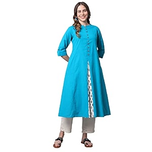 Pistaas Womens Cotton Regular Fit Casual Kurta