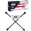 Pit Posse PP3360 4 Way Lug Nut Wrench Holder Aluminum for Enclosed Race Trailer, Garage - Made in USA - Wall Mounted Tire Changer Organizer Tire Iron Hanger Spanner Cross Automotive