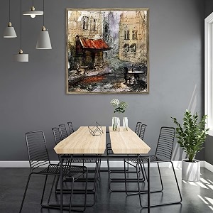 pitaara box european cafe art d1  canvas painting for bedroom amp living room  antique golden frame  24 x 247 inch 61 x 63 cms