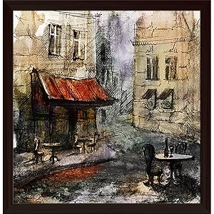 pitaara box european cafe art d1  canvas painting for bedroom amp living room  dark brown frame  20 x 206 inch 51 x 52 cms