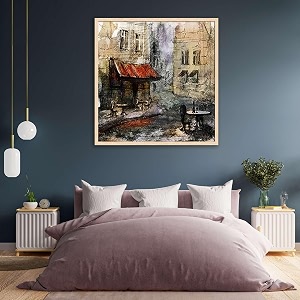 pitaara box european cafe art d1  canvas painting for bedroom amp living room  natural brown frame  24 x 247 inch 61 x 63 cms