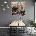 Pitaara Box European Cafe Art D1 | Canvas Painting for Bedroom &amp; Living Room | Antique Golden Frame | 24 x 24.7 inch (61 x 63 cms)