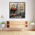 Pitaara Box European Cafe Art D1 | Canvas Painting for Bedroom &amp; Living Room | Black Frame | 24 x 24.7 inch (61 x 63 cms)