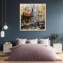 Pitaara Box European Cafe Art D1 | Canvas Painting for Bedroom &amp; Living Room | Natural Brown Frame | 24 x 24.7 inch (61 x 63 cms)