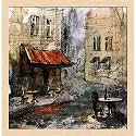 Pitaara Box European Cafe Art D1 | Canvas Painting for Bedroom &amp; Living Room | Natural Brown Frame | 12 x 12.3 inch (30 x 31 cms)