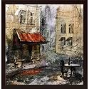 Pitaara Box European Cafe Art D1 | Canvas Painting for Bedroom & Living Room | Dark Brown Frame | 14 x 14.4 inch (36 x 37 cms)