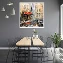 Pitaara Box European Cafe Art D1 | Canvas Painting for Bedroom &amp; Living Room | White Frame | 25.4 x 26.1 inch (65 x 66 cms)