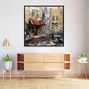 Pitaara Box European Cafe Art D1 | Canvas Painting for Bedroom &amp; Living Room | Black Frame | 25.4 x 26.1 inch (65 x 66 cms)