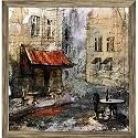 Pitaara Box European Cafe Art D1 | Canvas Painting for Bedroom &amp; Living Room | Antique Golden Frame | 16 x 16.4 inch (41 x 42 cms)