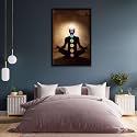 Pitaara Box Man In Lotus Pose With Chakra Symbols | Canvas Painting for Bedroom &amp; Living Room | Black Frame | 18 x 26.5 inch (46 x 67 cms)