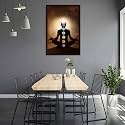Pitaara Box Man In Lotus Pose With Chakra Symbols | Canvas Painting for Bedroom &amp; Living Room | Dark Brown Frame | 18 x 26.5 inch (46 x 67 cms)