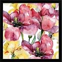 Pitaara Box Purple Tulips &amp; Yellow Irises | Canvas Painting for Bedroom &amp; Living Room | Black Frame | 18 x 18 inch (46 x 46 cms)