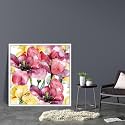 Pitaara Box Purple Tulips & Yellow Irises | Canvas Painting for Bedroom & Living Room | White Frame | 28 x 28 inch (71 x 71 cms)