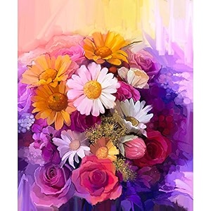 pitaara box still life of yellow red amp pink color flower d1  peel amp stick vinyl wall sticker for bedroom amp living room  36 x 433 inch 91 x 110 cms