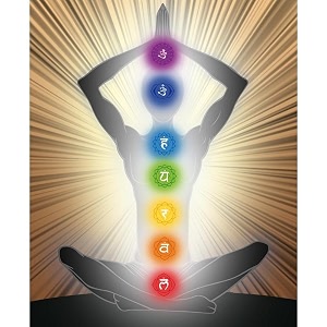 pitaara box yoga position with the symbols of seven chakras d1  canvas painting for bedroom amp living room  engineered wood frame  18 x 22 inch 46 x 56 cms
