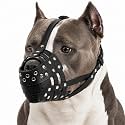 Pitbull Muzzle for Large Dogs, Sturdy Leather Muzzle Anti Biting Scavenging
