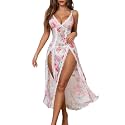PITINAN Women Lingerie Lace Long Chemise Sexy Sheer Nightgown S-XXL