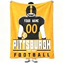 Pitsburgh Throw Blanket Personalized Name and Number Gifts for Men Women Kids Flannel Tapestry