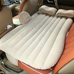 pivalo a5 pvc inflatable car air bed mattress with pump 2 air pillows amp repair kit universal fit quick inflatable back seat baby sleeping bed for kids travel trip picnic amp outdoor camping beige