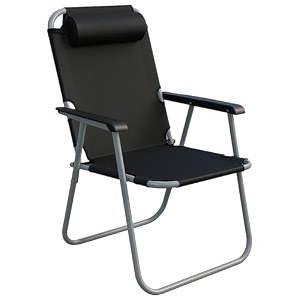 pivalo camping chair with adjustable pillow and arm rest portable amp lightweight foldable garden fishing chairs for travelling outdoor beach hiking largeblack