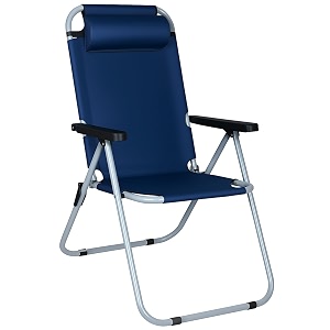 pivalo camping chair with adjustable pillow and arm rest portable amp lightweight foldable garden fishing chairs for travelling outdoor beach hiking large navy blue