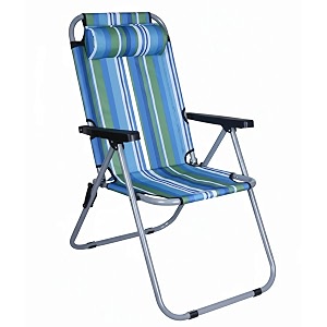 pivalo folding beach chair with adjustable pillow and arm rest portable lightweight rainbow stripped foldable fishing chairs for travelling picnic amp outdoor camping large blue amp green stripe