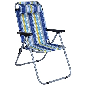 pivalo folding beach chair with adjustable pillow and arm rest portable lightweight rainbow stripped foldable fishing chairs for travelling picnic amp outdoor camping hiking large yellow stripe