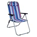 Pivalo Folding Beach Chair with Adjustable Pillow and Arm Rest Portable Lightweight Rainbow Stripped Foldable Fishing Chairs for Travelling Picnic &amp; Outdoor (Large, Red and Blue Stripe)