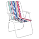 Pivalo Folding Beach Chair with Arm Rest Portable Lightweight Rainbow Stripped Foldable Fishing Chairs for Travelling Picnic &amp; Outdoor Camping Hiking Garden (Medium, Red Stripe)