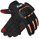 Pivalo Full Finger Bike Riding Gloves with Strong Knuckle Protective Shells Touch Screen Abrasion Resistant Breathable Mesh for Riders Motorcycle Cycling Climbing Hiking (Black &amp; Orange, L)