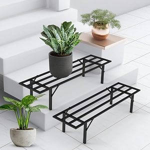 pivalo rectangle plant stand anti-rust metal flower pot holder outdoor and indoor planters gamla stands for balcony amp living room home decor pack of 2 black