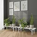 Pivalo Rectangle Plant Stand Anti-Rust Metal Flower Pot Holder Outdoor and Indoor Planters Gamla Stands for Balcony &amp; Living Room Home Decor (Pack of 2, White)