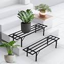 Pivalo Rectangle Plant Stand Anti-Rust Metal Flower Pot Holder Outdoor and Indoor Planters Gamla Stands for Balcony &amp; Living Room Home Decor (Pack of 2, Black)